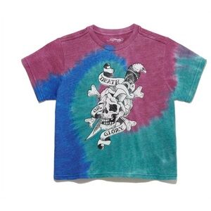 Ed Hardy NWT DBD Skull Cropped Cotton Blend Tie Dye Size Small Shirt 💜💚